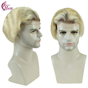 เอฟเอช # ท็อปเปอร์ผมแท้สำหรับผู้ชาย รุ่น 4t613 สีบลอนด์ แบบ Pu+lace+mono ทรงฝรั่งเศส ขนาด 8x10 นิ้ว ฐานผมหยิกธรรมชาติ ระบบเปลี่ยนผม - Product Image 1