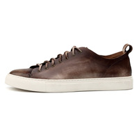 Chaussures en cuir de vache pur peintes à la main, style vintage, semelle en caoutchouc, lacets, chaussures en cuir italiennes pour hommes, chaussures plates décontractées