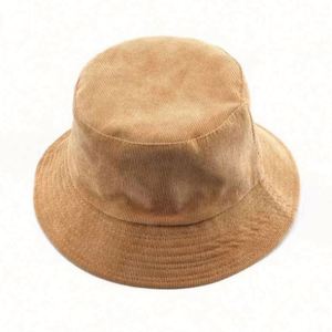 Korean Solid Color Blank Plain Outdoor Winter Warm Sunscreen Unisex Corduroy Reversible Fisherman Cap Bucket Hat - Product Image 1