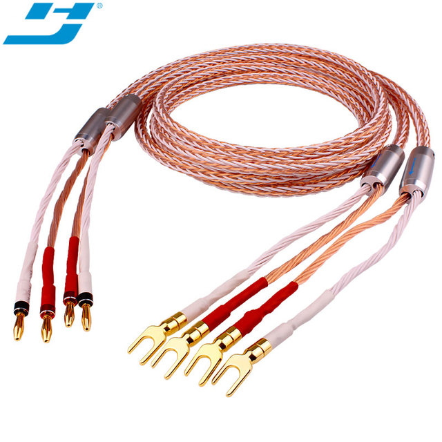 Professional Audio Cable Y Plug Speaker Cable High End HIFI Speaker Cable Wire High End Wire Braided