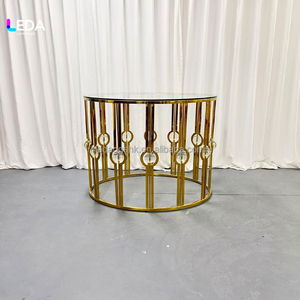LEDA High Quality Wedding Furniture <b>Table</b> <b>Gold</b> Stainless Steel <b>Round</b> Cake <b>Table</b> Hot Sale Modern Cake <b>Table</b> For Banquet - Product Image 5