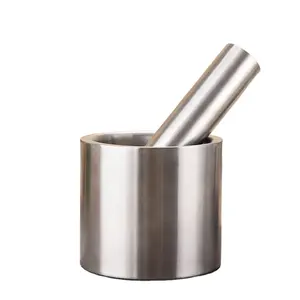 304 Stainless Steel Garlic Crusher Herb Bowl Garlic Spice Grinder Stone Mortar and Pestle Set with Lid