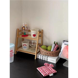 Étagère de rangement double couche en bois, 27x18.5x29cm, pour vaisselle, salon, type rectangulaire, multifonctionnel - Product Image 3