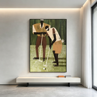 Peinture à l'huile sur toile grand format, personnalisée, motif golf, peinte à la main, avec cadre, pour décoration murale, marque ZM, style moderne pour salon, vente en gros