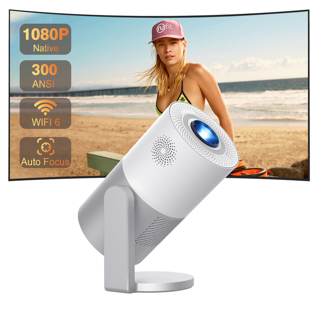 CRE CR50 Android 9 1080p/4K Portable LED LCD Projector 300 Lumens Built-in Speakers Fully Sealed Dust-free Low Noise for Cinema