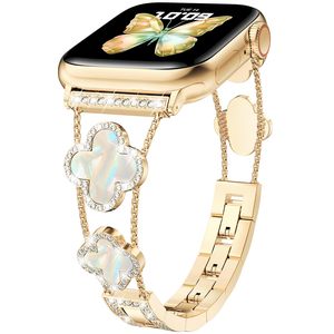 Linda Correa de Reloj de Lujo con Trébol de la Suerte y Diamantes Brillantes, Hebilla de Acero Inoxidable, Brazalete de Metal para Mujer, Compatible con Relojes 10/9/8/7 <span class=keywords><strong>SE</strong></span> - Product Image 6