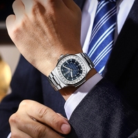 Montre pour homme Poedagar 925 de marque haut de gamme, en or rose carré, à quartz, étanche, luminescente, avec date, en acier inoxydable