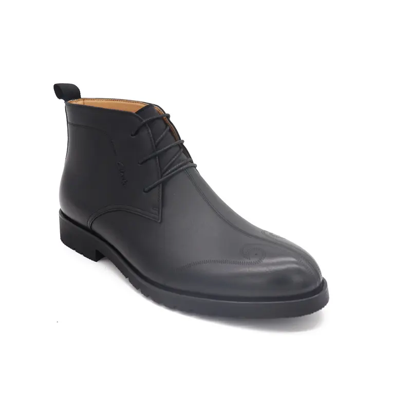 Men's formal leather boots Vintage high top shoes British men's short boots