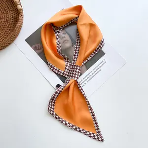 Factory Direct Sales new small ear scarf printed small scarf cross thin scarf