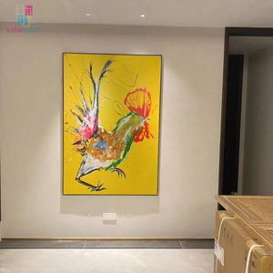 UNIART Style chinois coloré <span class=keywords><strong>coq</strong></span> conception personnalisée 100% peint <span class=keywords><strong>à</strong></span> la main <span class=keywords><strong>peinture</strong></span> <span class=keywords><strong>à</strong></span> <span class=keywords><strong>l</strong></span>'<span class=keywords><strong>huile</strong></span> abstraite sur toile mur Art décor pour galerie - Product Image 4