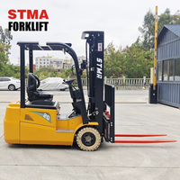 Carretillas elevadoras eléctricas STMA 2T, contrapeso de 3 ruedas de alta velocidad con capacidad de 2000kg, neumáticos de goma sólida para trabajo al aire libre