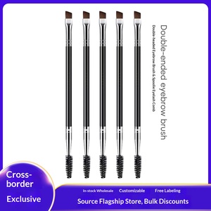Cepillo de maquillaje de doble punta en espiral biselado <span class=keywords><strong>para</strong></span> <span class=keywords><strong>cejas</strong></span>, con mango de plástico y fibra artificial, venta directa de fábrica. - Product Image 5