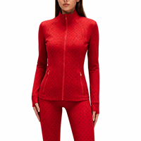 Conjunto de Chaqueta de Yoga de Última Moda, Secado Rápido, Diseño de Puntos Negros, Ajuste Ceñido, para Entrenamiento Físico (Envío desde Almacén en EE. UU.)