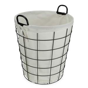 Best Selling Stainless Steel Fabric Liner Handle Laundry <b>Baskets</b> Clothing Organizer for <b>Wardrobe</b> & Kitchen Storage - Product Image 2