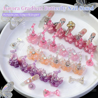 Support magnétique pour ongles effet papillon Aurora scintillant, 5 piques, pour le durcissement et la présentation des ongles en acrylique