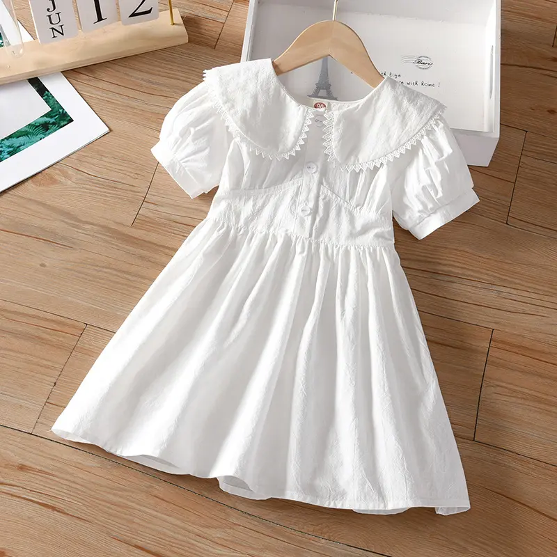 Summer White Cotton Fabric plus size Boutique Smocking Clothes Set Handmade Smocked Baby 9-12 months Girl tropical dress