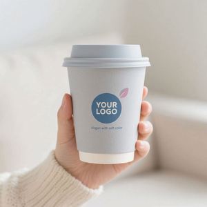 Gobelet en papier à double paroi biodégradable et écologique avec couvercle, logo personnalisé, qualité alimentaire, diamètre 90 mm, marque Huitianchen - Product Image 1