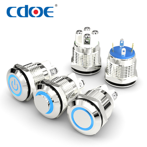 16 मिमी 19 मिमी सामान्य रूप से खुला पुश बटन स्विच धातु स्टेनलेस स्टील 4 पिन रिंग लाइट 3 ए रोबोट नियंत्रण पुशबटन - Product Image 1