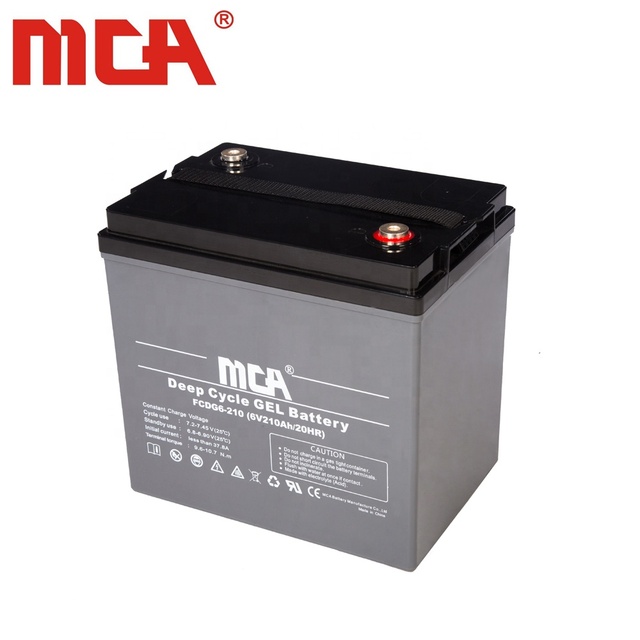 6V 12V Battery Deep Cycle Sealed Gel Lead Acid Battery 6V 210Ah for Boats Electric Bicycles/Scooters Golf Carts & UPS