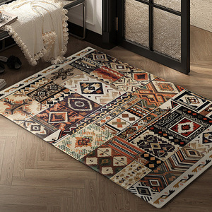 Tapis d'entrée Philona de style vintage, vert, patchwork, rectangulaire, en fibre de polyester, pour usage domestique - Product Image 4