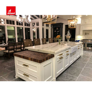 Cuisine de luxe abordable, noble, armoire de cuisine, peinture blanche coton, panneau encastré avec <span class=keywords><strong>colonne</strong></span> romaine en marbre et poignée souriante - Product Image 6