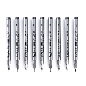 Sıcak satış siyah renk profesyonel mikro kalem çizim eskiz için pilot kalem 9 farklı tip İpucu İşaretleyiciler