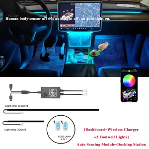 Untuk Tesla Model 3/Y 2 in 1 Lampu Ambient LED Mobil Neon RGB Dinamis 60s Mati Otomatis Modul Lampu Dekoratif Dashboard - Product Image 2