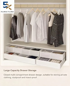 Armoire sur mesure Erxi de style français moderne en crème pour chambre principale, <span class=keywords><strong>vestiaire</strong></span>, meuble en bois à une porte jusqu'en haut pour hôtel - Product Image 5
