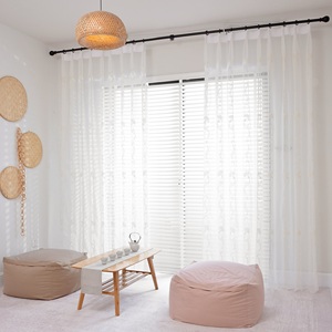 Shaoxing-tela de <span class=keywords><strong>lino</strong></span> y algodón para cortina, tejido transparente <span class=keywords><strong>con</strong></span> bordado de morning glory - Product Image 3