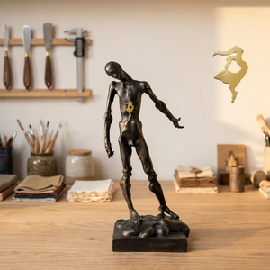 Statua in Bronzo di Coppia che si Bacia Circondata <span class=keywords><strong>da</strong></span> Angioletti, Spessore 5mm, Scultura 3D Ecologica - Product Image 3
