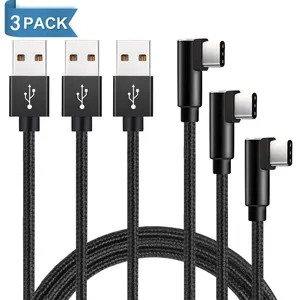 كابل USB C بالزاوية اليمنى 3 عبوات (6ft 10ft 10ft), كابل USB 2.0 إلى USB C بزاوية 90 درجة من النوع C