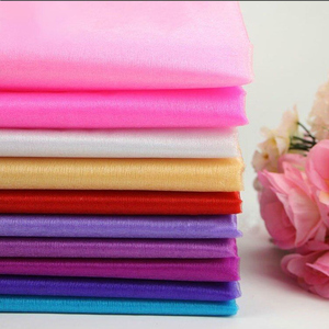 Colores personalizados ligero DIY artesanía cristal brillante transparente liso arrugado teñido costura organza <span class=keywords><strong>tela</strong></span> <span class=keywords><strong>por</strong></span> Metro de yarda - Product Image 2