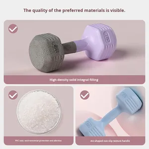 Custom Logo <strong>Womens</strong> <strong>S</strong> PVC Rubber Gym <strong>Dumbbell</strong> <strong>Set</strong> for Fitness Exercise Muscle Building Training - Product Image 4
