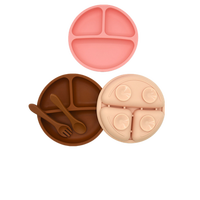 Assiettes pour tout-petits faciles à nettoyer, assiettes en silicone réutilisables à compartiments, sans BPA, en silicone de qualité alimentaire, assiette bébé incassable