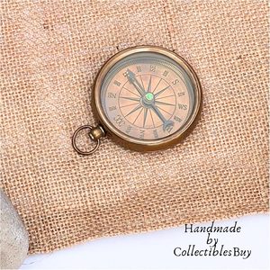 <b>Antique</b> Brass <b>Compass</b> Portable Pocket Size Hiking Navigation Pointer Dial Outdoor Use - Product Image 4