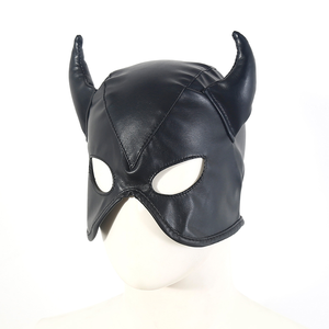 Masque de tête de taureau en cuir PU pour homme, ajustable, avec cornes, pour fête costumée - Product Image 6