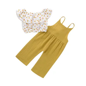 Boutique Bán Buôn Cotton Mùa Hè Halter 4 Tuổi Cô Gái Quần Áo Toddler Bộ Quần Áo Cô Gái Ít Cô Gái Quần Áo