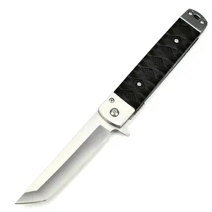 Japanese Warrior Style Folding Knife 8Cr13Mov Steel Portable Tactical Fishing Pocket Knife with ABS Handle Clip for Camping