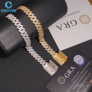 Cadena Cubana de Lujo Chapada en Oro con Plata 925 y Moissanita, Estilo Miami, Joyería Hip Hop para Mujer, Cadena Clásica de Eslabones Cubanos de Miami - Product Image 2