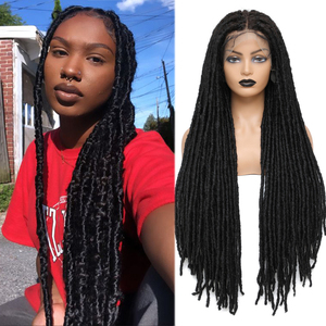 New Long Black Synthetic Hair Lace Front <strong>Braided</strong> <strong>Wigs</strong> Handmade Butterfly Locs FULL Lace Front <strong>Braided</strong> <strong>Wigs</strong> Box <strong>Braided</strong> Lace <strong>Wig</strong> - Product Image 4