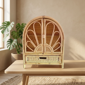 Armoire enfant en rotin NHAT MINH, design tropical, rangement écologique avec cintres pour bébés et enfants - Product Image 4