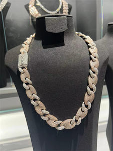 สร้อยคอแฟชั่นฮิปฮอปผู้ชายแบบคิวบันประดับเพชรโมอิสซาไนต์ VVS ขายดี - Product Image 5