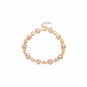 Heart Shape Crystal <b>Bracelet</b> For Women Pink Blue <b>White</b> Rhinestone Jewelry Anniversary Gift Bezel Setting - Product Image 5