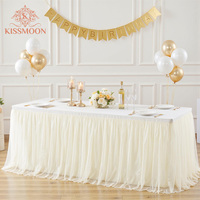 Nappe de table moderne en tulle plissé et mousseline de soie à volants, couleur et taille personnalisables, pour mariage, banquet, anniversaire, décoration