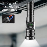 Lampe torche LED+COB étanche pour le camping en plein air, haute puissance, avec aimant à l'arrière, portable, rechargeable par USB-C, affichage numérique, zoom