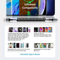 Kabel Data USB Type-C 6A Fast Charging 100W Berbahan Logam Tembaga Murni dengan Pelindung Kepang dan Selubung PVC Retractable untuk Ponsel dan Earphone