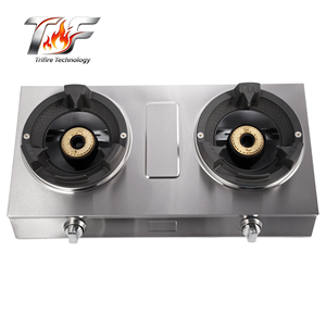 घरेलू उपयोग के लिए फ्लैमेआउट सुरक्षा के साथ त्रिफायर 10kW स्टेनलेस स्टील 2 बर्नर पोर्टेबल टेबलटॉप गैस स्टोव - Product Image 2
