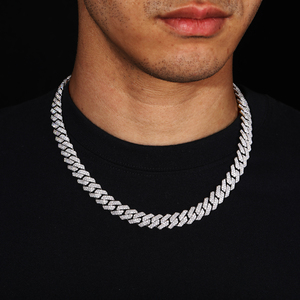 Bracelet et Collier Cubain en Laiton Plaqué Or 18K de Qualité Supérieure avec Moissanite, Chaîne à Maillons Cubains, Bijoux Hip Hop Unisexe, Cadeau d'Anniversaire - Product Image 5