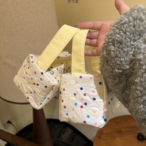 Borsa per Cosmetici Carina in Cotone con Bolle 3D Grande Capacità Borsa da Toilette Portatile con Manico 3D Carina Borsa Cosmetica in Cotone con Bolle - Product Image 2