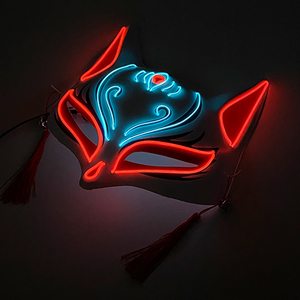 หน้ากากเรืองแสงฮาโลวีนหน้ากากลายสุนัขจิ้งจอกอะนิเมะญี่ปุ่นมีไฟหน้ากากธีมเกมเรืองแสงสำหรับผู้ชายผู้หญิงอุปกรณ์ประกอบคอสเพลย์ - Product Image 2